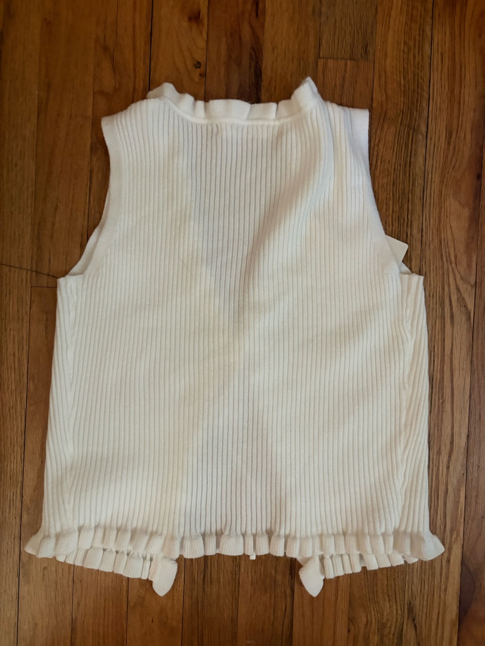 Altar'd State White Ribbed Ruffle-Trim Top - Picture 2 of 3